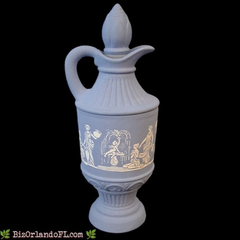 VINTAGE Avon Avonshire Blue Decanter Pitcher Grecian SSS Bath Oil Bottle (Empty)